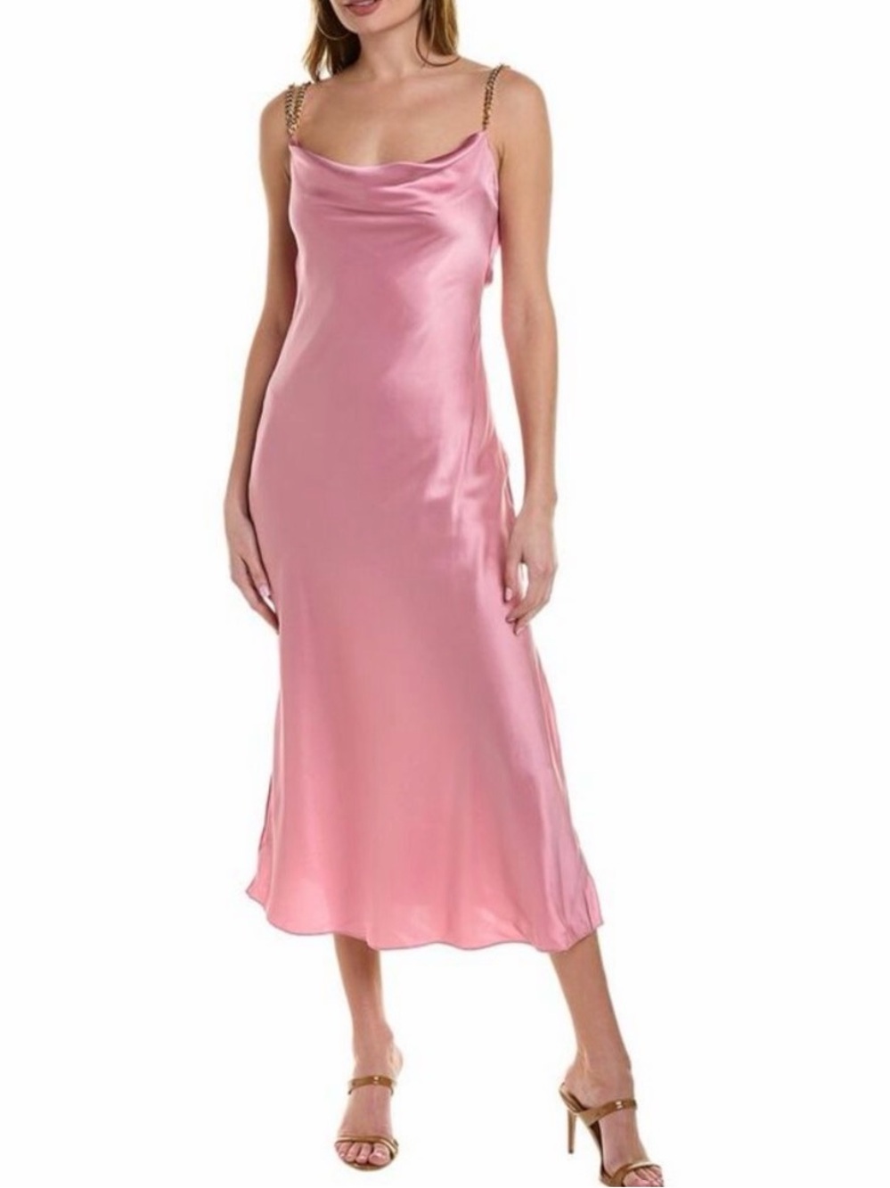 Aiifos Womens  Talia Silk Midi Dress, Pink